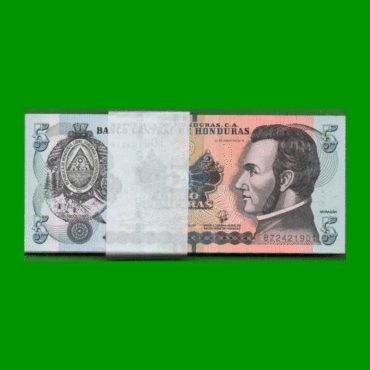 FAJO DE BILLETES DE HONDURAS 5 LEMPIRAS, PICK NEW, AÑO 2019, ESTADO SIN CIRCULAR.-