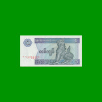 BILLETE DE MYANMAR 1 KYAT, PICK 69, ESTADO SIN CIRCULAR.-