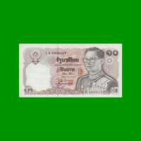 BILLETE DE THAILANDIA 10 BAHT, PICK 87, AÑO 1980 ESTADO EXCELENTE+ .-