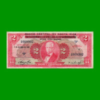 BILLETE DE COSTA RICA 2 COLONES, PICK 235, AÑO 1967, ESTADO MUY BUENO- .-