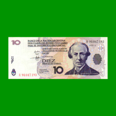 BONO REPOSICION NACIONAL LECOP $ 10,00, EC 204R, ESTADO EXCELENTE.-