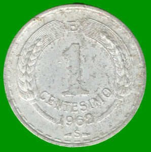 MONEDA DE CHILE 1 CENTESIMO,  AÑO 1962, ESTADO USADA.-