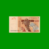 BILLETE DE AFRICA DEL OESTE - TOGO 500 FRANCOS, PICK 819T, ESTADO SIN CIRCULAR.-