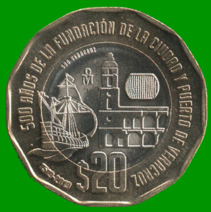 MONEDA DE MEXICO 20 PESOS, BIMETALICA, "500 AÑOS DE FUNDACION", AÑO 2019, ESTADO NUEVA.-