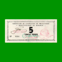 BONO MUNICIPALIDAD DE MIRAMAR DE ANSENUZA $ 5,00, AÑO EMISION 10/08/1995, ESTADO EXCELENTE.-