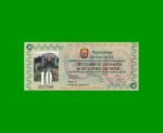 BONO MUNICIPALIDAD DE CRUZ DEL EJE $ 10,00, SELLADO, AÑO 1996, SERIE A, ESTADO EXCELENTE+ .-