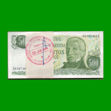 FAJO DE BILLETES PESOS LEY 18.188 $500,00, BOT 2428a, PICK 303b, AÑO 1979, ESTADO SIN CIRCULAR.-
