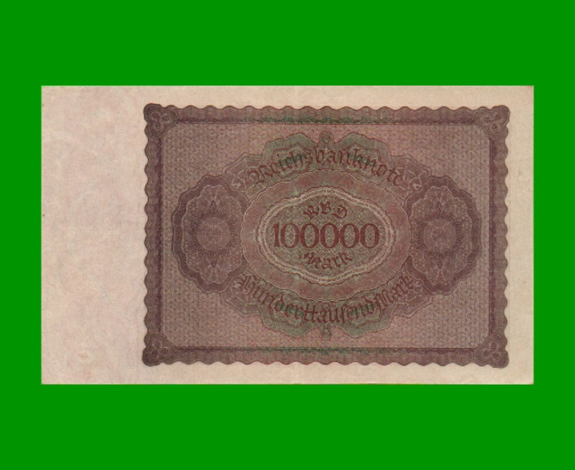 BILLETE DE ALEMANIA 100.000 MARCOS, PICK 83a, AÑO 1923, ESTADO EXCELENTE.- - Imagen 2