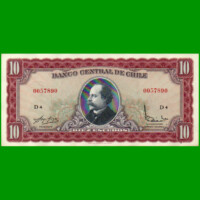 BILLETE DE CHILE 10 ESCUDOS, PICK 139a, AÑO 1964/67, ESTADO SIN CIRCULAR.-