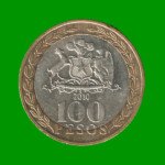 MONEDA DE CHILE 100 PESOS , BIMETALICA , AÑO 2010 , ESTADO USADA.-