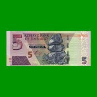 BILLETE DE ZIMBABWE 5 DOLARES, HIBRIDO, PICK W102, ESTADO SIN CIRCULAR.-