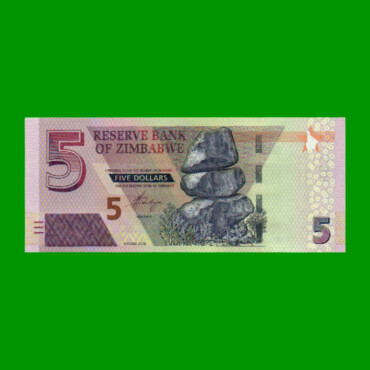 BILLETE DE ZIMBABWE 5 DOLARES, HIBRIDO, PICK W102, ESTADO SIN CIRCULAR.-