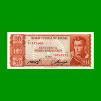 BILLETE DE BOLIVIA 50 PESOS BOLIVIANOS, PICK 162a, AÑO 1962, ESTADO EXCELENTE.-