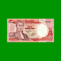 BILLETE DE COLOMBIA $ 100,00, PICK 426c, AÑO 1988, ESTADO EXCELENTE- .-