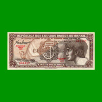 BILLETE DE BRASIL 5 CRUZEIROS, PICK 166a, AÑO 1961, ESTADO SIN CIRCULAR.-