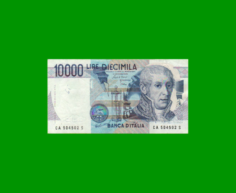 BILLETE DE ITALIA 10.000 LIRAS, PICK 112a, AÑO 1984, ESTADO MUY BUENO.-