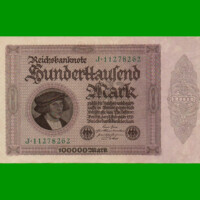 BILLETE DE ALEMANIA 100.000 MARCOS, PICK 83a, AÑO 1923, ESTADO EXCELENTE.-