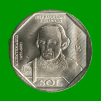 MONEDA DE PERU 1 SOL, AÑO 2022, CONMEMORATIVA, JOSE BAQUIANO Y CARRILLO, ESTADO NUEVA.-