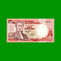 BILLETE DE COLOMBIA $ 100,00, PICK 426A, AÑO 1991, ESTADO SIN CIRCULAR.-