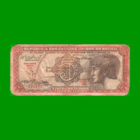 BILLETE DE BRASIL 5 CRUZEIROS, PICK 166b, AÑO 1962, ESTADO REGULAR.-