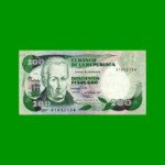 BILLETE DE COLOMBIA $ 200,00, PICK 429c, AÑO 1985, ESTADO EXCELENTE- .-