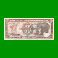 BILLETE DE BRASIL 5 CRUZEIROS, PICK 166b, AÑO 1962, ESTADO SIN CIRCULAR.-