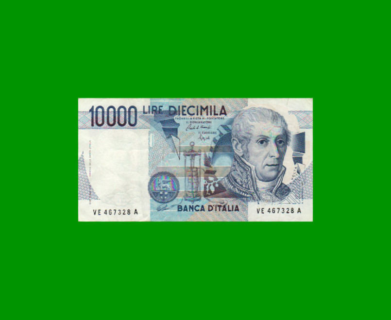 BILLETE DE ITALIA 10.000 LIRAS, PICK 112b, AÑO 1984, ESTADO MUY BUENO.-