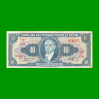 BILLETE DE BRASIL 10 CRUZEIROS, PICK 167a, AÑO 1961, ESTADO MUY BUENO.-