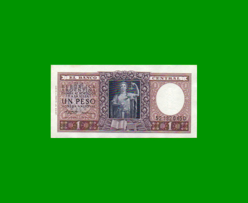 MONEDA NACIONAL $ 1,00, BOT 1917, AÑO 1956, ESTADO EXCELENTE.-