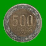 MONEDA DE CHILE 500 PESOS , BIMETALICA , AÑO 2011 , ESTADO USADA.-
