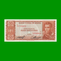 BILLETE DE BOLIVIA 50 PESOS BOLIVIANOS, PICK 162a, AÑO 1962, ESTADO SIN CIRCULAR.-