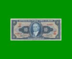 BILLETE DE BRASIL 10 CRUZEIROS, PICK 167a, AÑO 1961, ESTADO EXCELENTE+ .-