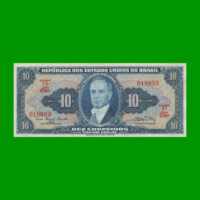 BILLETE DE BRASIL 10 CRUZEIROS, PICK 167a, AÑO 1961, ESTADO EXCELENTE+ .-