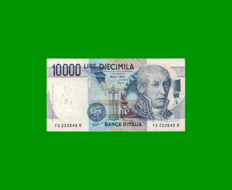 BILLETE DE ITALIA 10.000 LIRAS, PICK 112c, AÑO 1984, ESTADO MUY BUENO- .-