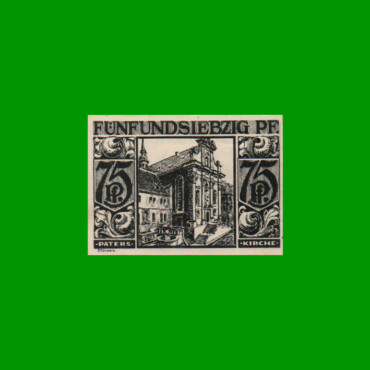 BILLETE DE ALEMANIA NOTGELD CIUDAD DE PADERBORN 75 CENTAVOS, M. M. 1043.4, ESTADO EXCELENTE+ .-