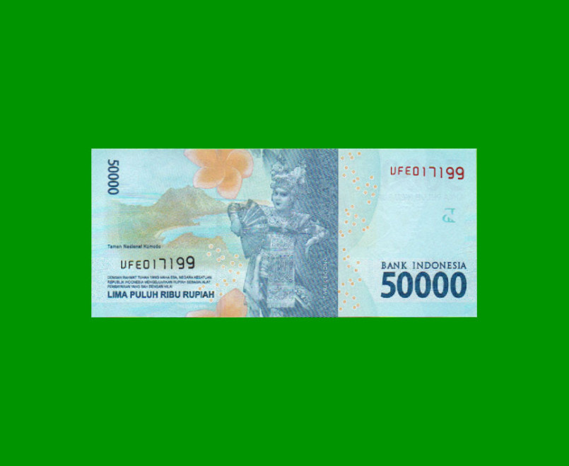 BILLETE DE INDONESIA 50.000 RUPIAS, PICK 159, AÑO 2016/ 2018, ESTADO SIN CIRCULAR.- - Imagen 2