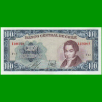 BILLETE DE CHILE 100 ESCUDOS, PICK 141a, AÑO 1970/73, ESTADO SIN CIRCULAR.-