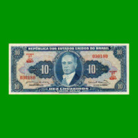 BILLETE DE BRASIL 10 CRUZEIROS, PICK 167b, AÑO 1963, ESTADO EXCELENTE.-