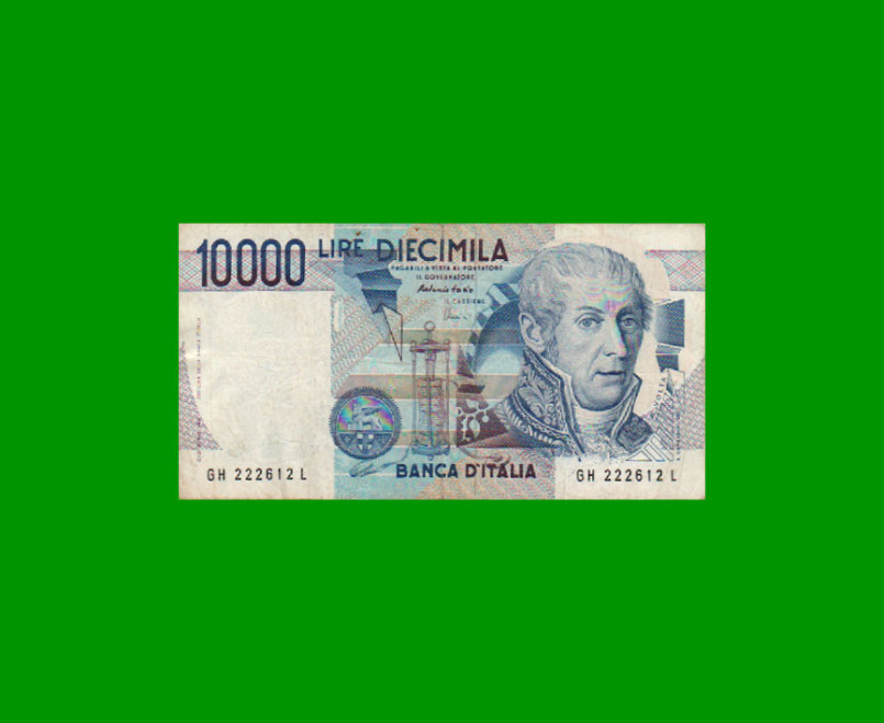 BILLETE DE ITALIA 10.000 LIRAS, PICK 112d, AÑO 1984, ESTADO BUENO+ .-