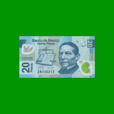 BILLETE DE MEXICO $20,00, POLYMERO, PICK 122d, AÑO 2007, ESTADO SIN CIRCULAR.-