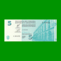 BONO DE CORDOBA $ 5,00, EC 292, AÑO 2002, SERIE H, ESTADO SIN CIRCULAR.-