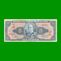 BILLETE DE BRASIL 20 CRUZEIROS, PICK 168a, AÑO 1961, ESTADO MUY BUENO.-