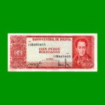 BILLETE DE BOLIVIA 100 PESOS BOLIVIANOS, PICK 164a, AÑO 1962 (1983), ESTADO EXCELENTE.-