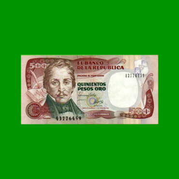BILLETE DE COLOMBIA $ 500,00, PICK 431A, AÑO 1993, ESTADO EXCELENTE- .-