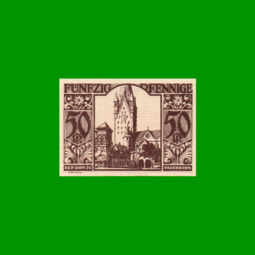 BILLETE DE ALEMANIA NOTGELD CIUDAD DE PADERBORN 50 CENTAVOS, M. M. 1043.5, ESTADO SIN CIRCULAR.-