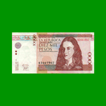 BILLETE DE COLOMBIA $ 10.000,00, PICK 453n, AÑO 2010, ESTADO EXCELENTE.-