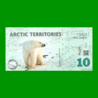 BILLETE DE TERRITORIOS ARTICOS 10 DOLARES POLARES, SPECIMEN, POLYMERO FANTASIA, AÑO 2010, ESTADO SIN CIRCULAR.-