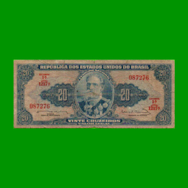 BILLETE DE BRASIL 20 CRUZEIROS, PICK 168b, AÑO 1963, ESTADO BUENO.-