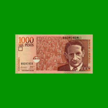 BILLETE DE COLOMBIA $ 1.000,00, PICK 456l, AÑO 2009, ESTADO SIN CIRCULAR.-
