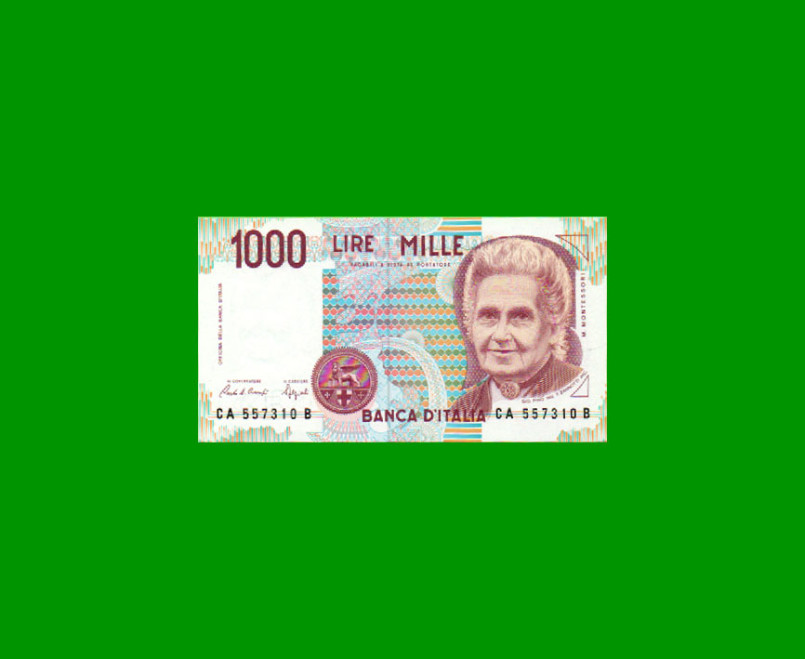 BILLETE DE ITALIA 1.000 LIRAS, PICK 114a, AÑO 1990, ESTADO SIN CIRCULAR.-